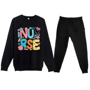 Nurse Healthcare Medical Profession Nurses Stethoscope Gift Premium Crewneck Sweatsuit Set