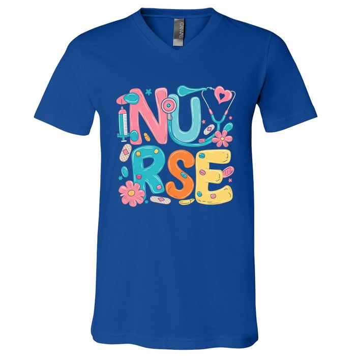 Nurse Healthcare Medical Profession Nurses Stethoscope Gift V-Neck T-Shirt