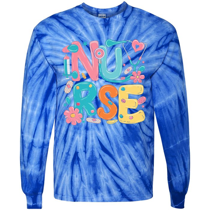 Nurse Healthcare Medical Profession Nurses Stethoscope Gift Tie-Dye Long Sleeve Shirt