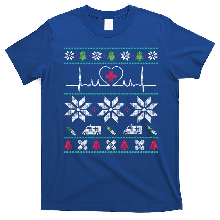 Nurse Heartbeat Meaningful Giftugly Christmas Design Nurse Gift T-Shirt