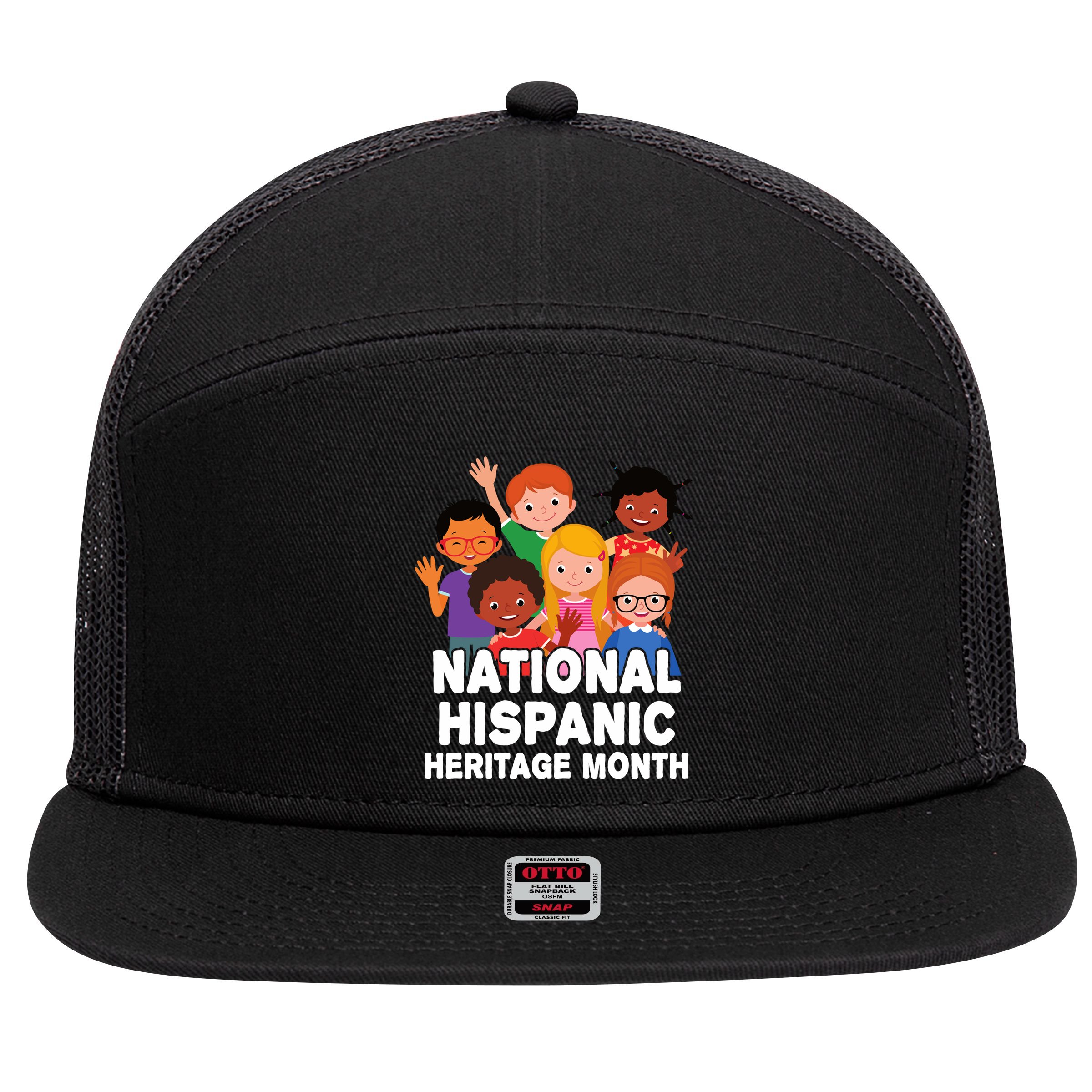 National Hispanic Month Celebration 7 Panel Mesh Trucker Snapback Hat