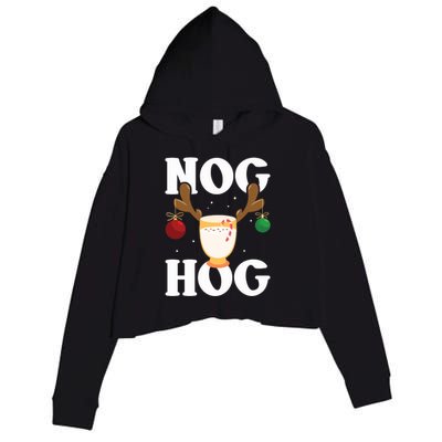 Nog Hog Meaningful Gift National Eggnog Day Meaningful Gift Egg Nog Christmas Ho Crop Fleece Hoodie