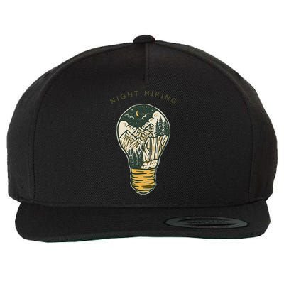 Night Hiking Mountain And Night Sky Graphic Design Wool Snapback Cap