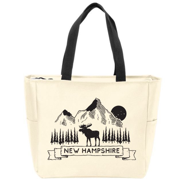 New Hampshire Mountain Moose Cool New Hampshire Gift Zip Tote Bag