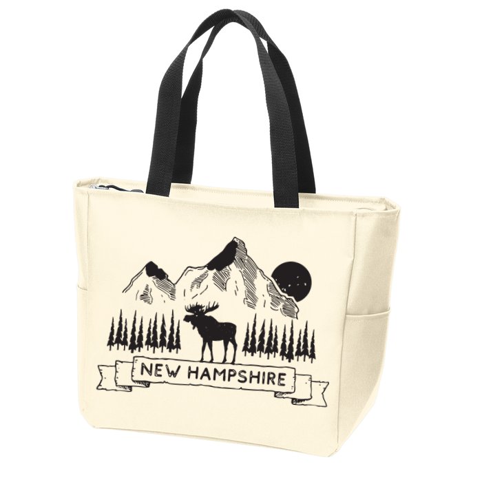 New Hampshire Mountain Moose Cool New Hampshire Gift Zip Tote Bag