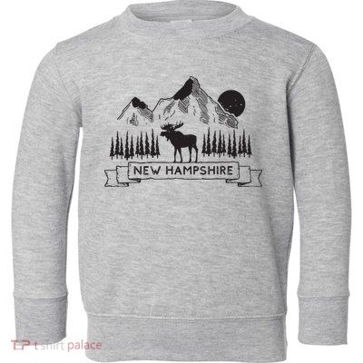 New Hampshire Mountain Moose Cool New Hampshire Gift Toddler Sweatshirt