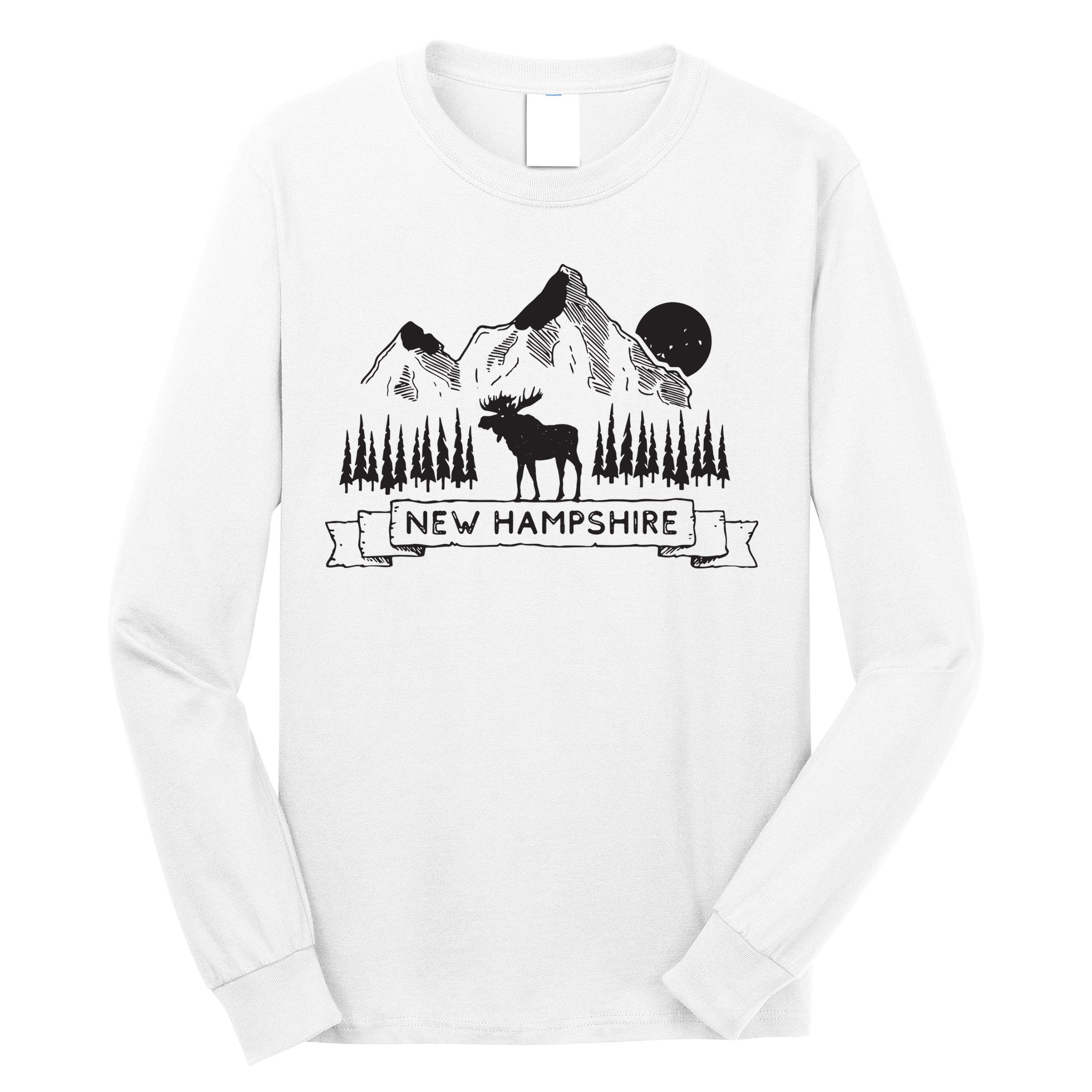 New Hampshire Mountain Moose Cool New Hampshire Gift Long Sleeve Shirt