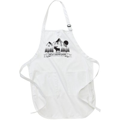 New Hampshire Mountain Moose Cool New Hampshire Gift Full-Length Apron With Pockets