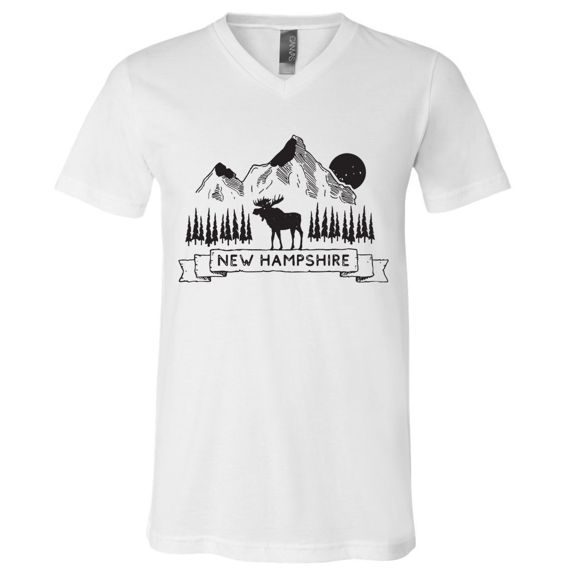 New Hampshire Mountain Moose Cool New Hampshire Gift V-Neck T-Shirt