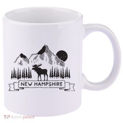 New Hampshire Mountain Moose Cool New Hampshire Gift 11oz C Handle Ceramic Mug