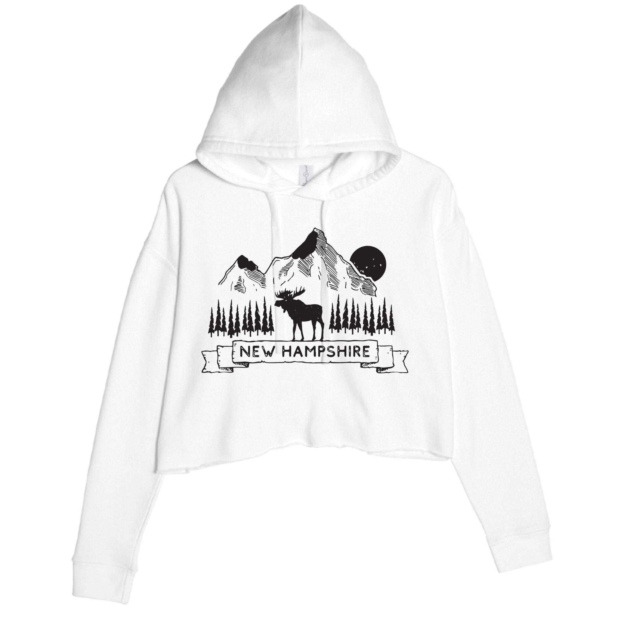 New Hampshire Mountain Moose Cool New Hampshire Gift Crop Fleece Hoodie