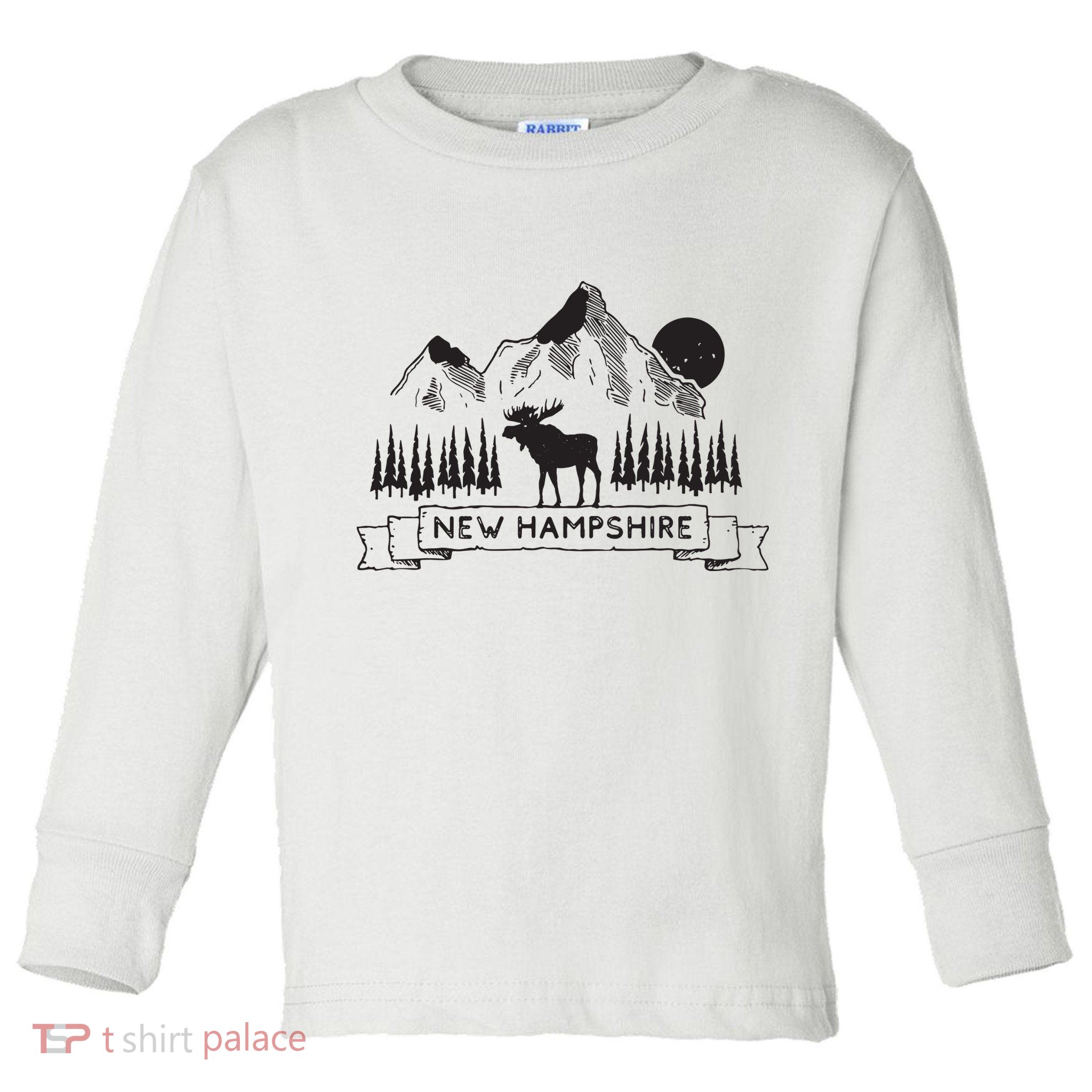 New Hampshire Mountain Moose Cool New Hampshire Gift Toddler Long Sleeve Shirt