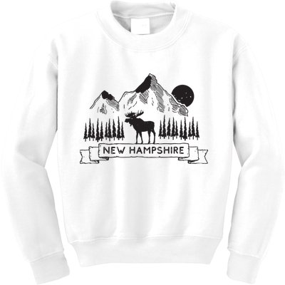 New Hampshire Mountain Moose Cool New Hampshire Gift Kids Sweatshirt