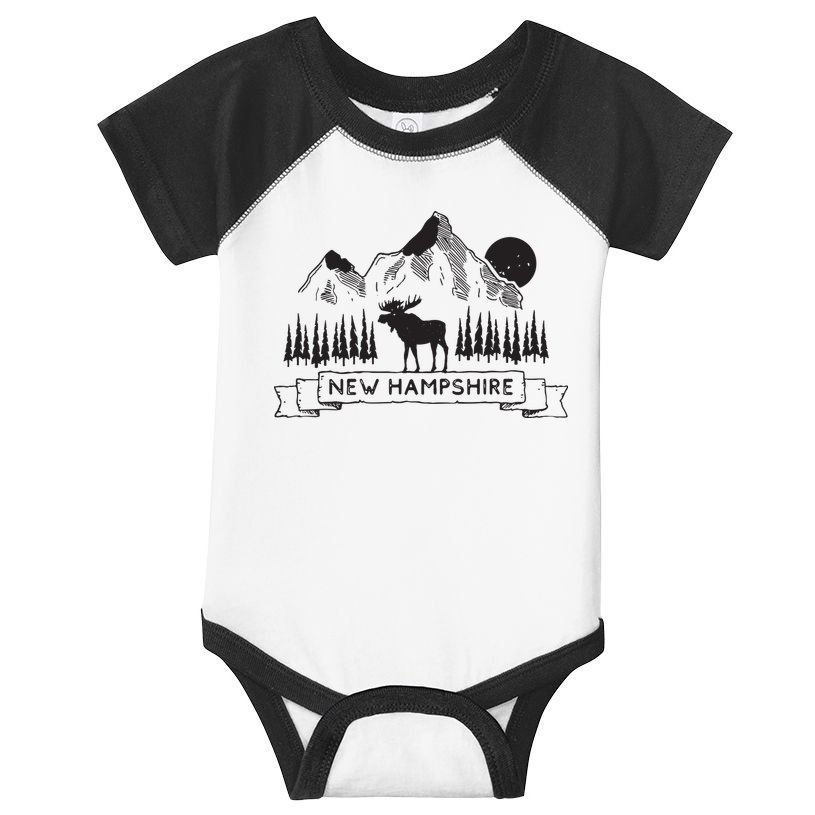 New Hampshire Mountain Moose Cool New Hampshire Gift Infant Baby Jersey Bodysuit