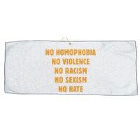 No Homophobia No Violence No Racism No Sexism No Hate Large Microfiber Waffle Golf Towel