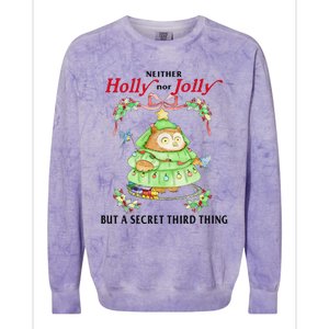 Neither Holly Nor Jolly But A Secret Third Thing Funny Bird Colorblast Crewneck Sweatshirt