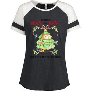 Neither Holly Nor Jolly But A Secret Third Thing Funny Bird Enza Ladies Jersey Colorblock Tee