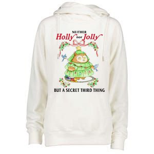 Neither Holly Nor Jolly But A Secret Third Thing Funny Bird Womens Funnel Neck Pullover Hood