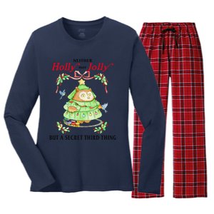 Neither Holly Nor Jolly But A Secret Third Thing Funny Bird Women's Long Sleeve Flannel Pajama Set 