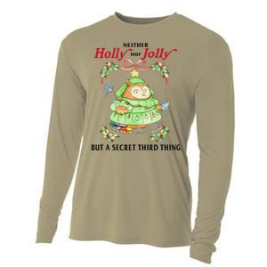 Neither Holly Nor Jolly But A Secret Third Thing Funny Bird Cooling Performance Long Sleeve Crew