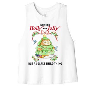 Neither Holly Nor Jolly But A Secret Third Thing Funny Bird Women's Racerback Cropped Tank