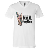 Nail Hustler Nail Technician V-Neck T-Shirt