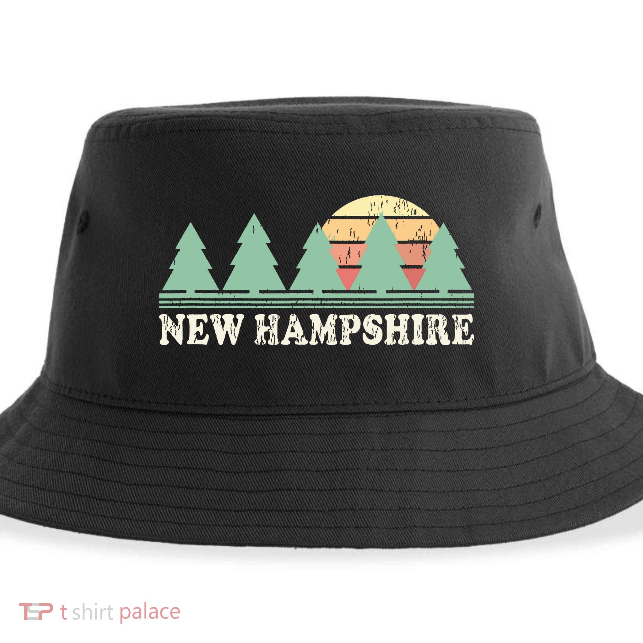 New Hampshire Nh Vintage Retro 70s Graphic Sustainable Bucket Hat