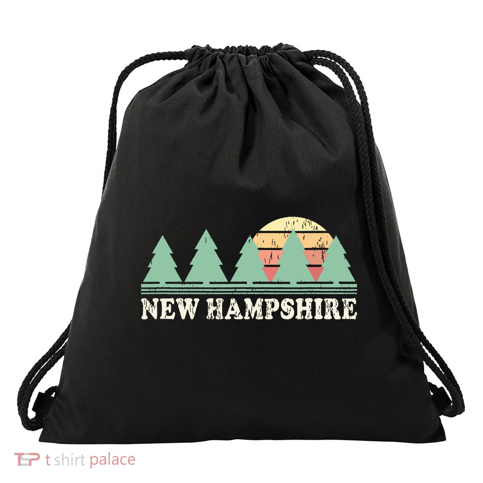 New Hampshire Nh Vintage Retro 70s Graphic Drawstring Bag