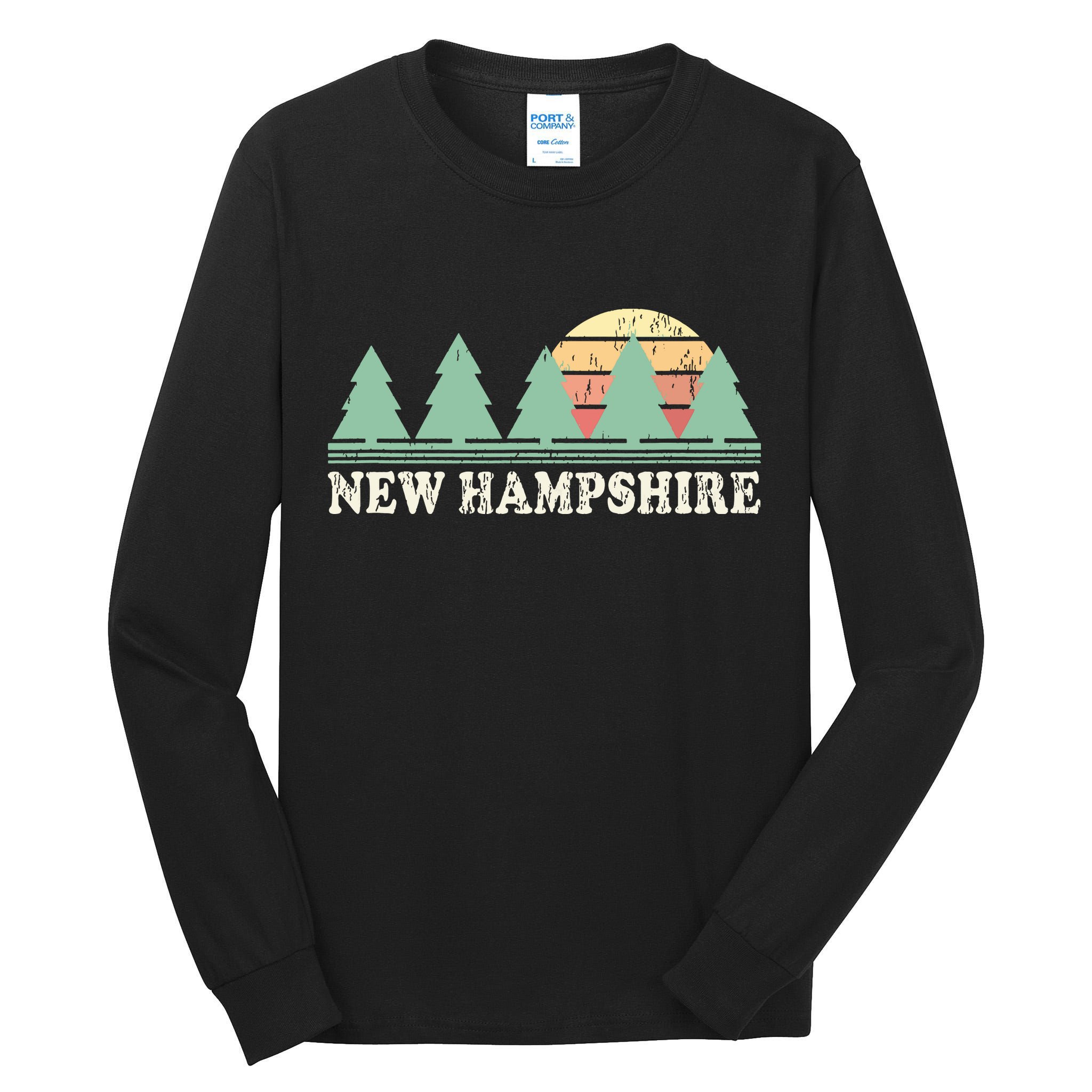 New Hampshire Nh Vintage Retro 70s Graphic Tall Long Sleeve T-Shirt
