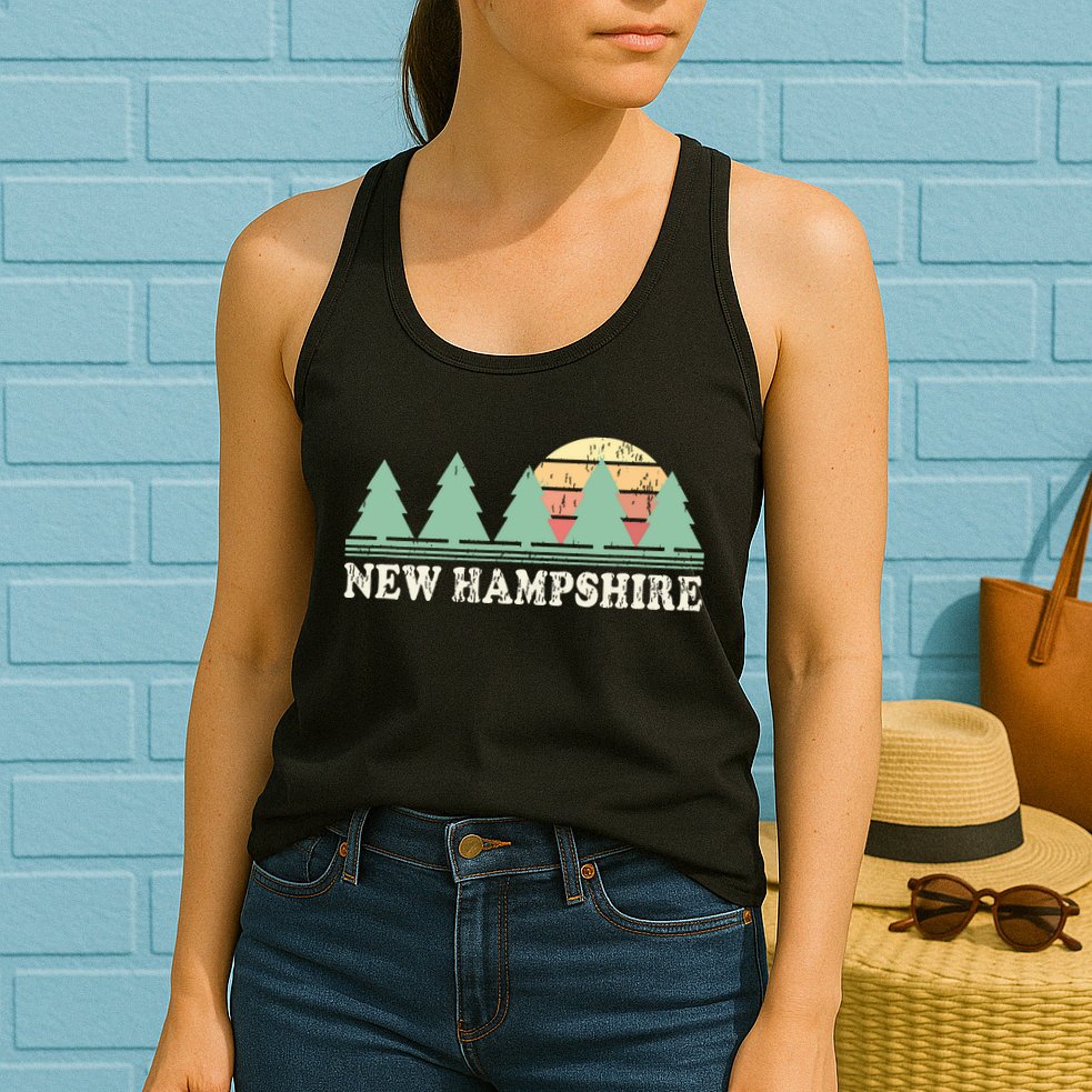 New Hampshire Nh Vintage Retro 70s Graphic Womens Tank Top