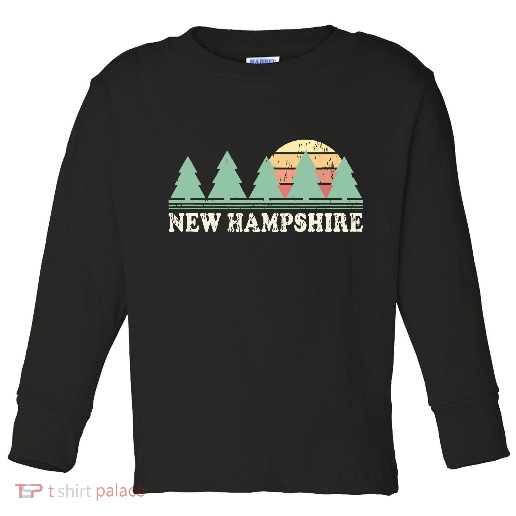 New Hampshire Nh Vintage Retro 70s Graphic Toddler Long Sleeve Shirt