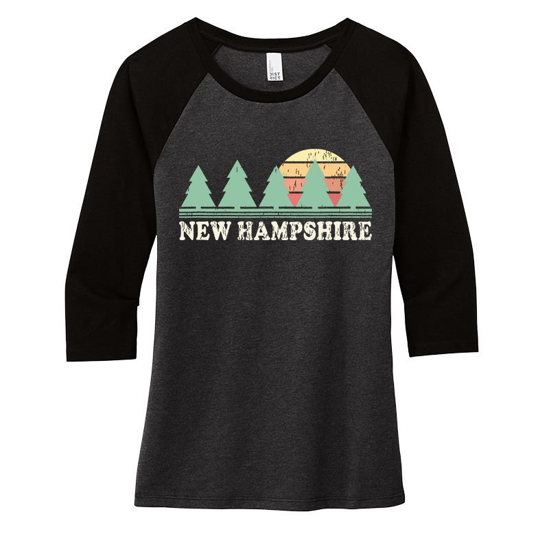 New Hampshire Nh Vintage Retro 70s Graphic Women's Tri-Blend 3/4-Sleeve Raglan Shirt