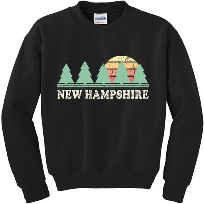 New Hampshire Nh Vintage Retro 70s Graphic Kids Sweatshirt