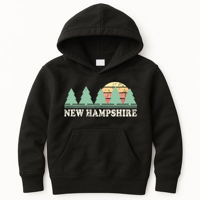 New Hampshire Nh Vintage Retro 70s Graphic Kids Hoodie