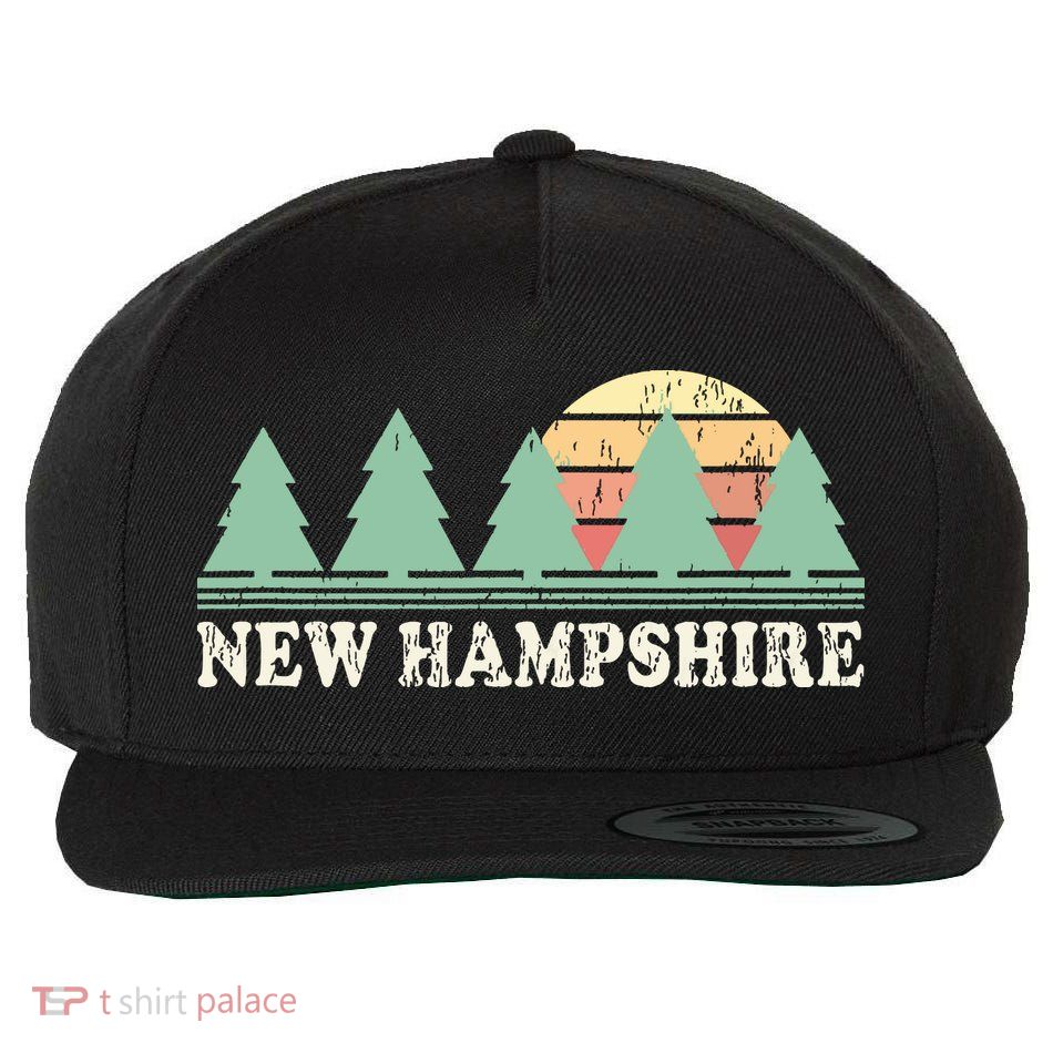 New Hampshire Nh Vintage Retro 70s Graphic Wool Snapback Cap