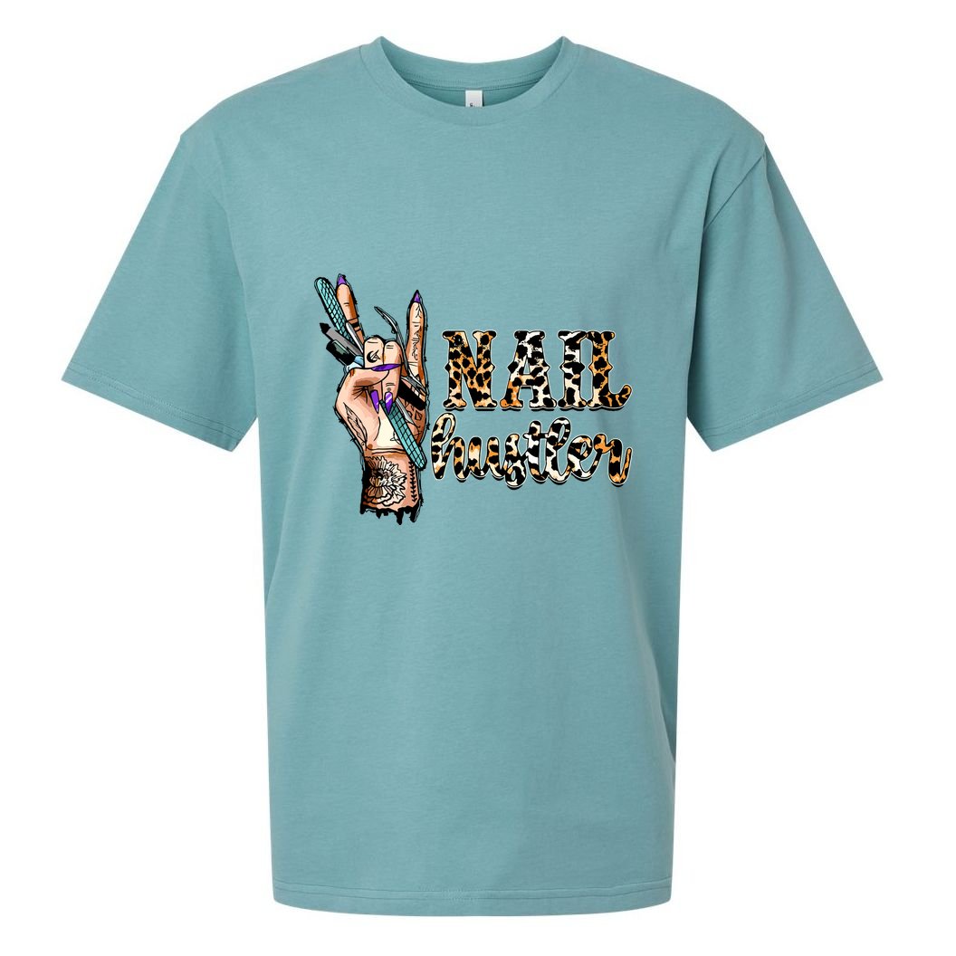 Nail Hustler Nail Tech Manicurist Nail Polish Art Nail Boss Sueded Cloud Jersey T-Shirt