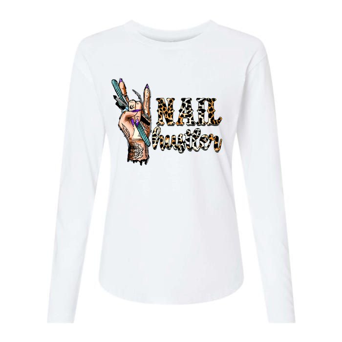 Nail Hustler Nail Tech Manicurist Nail Polish Art Nail Boss Womens Cotton Relaxed Long Sleeve T-Shirt