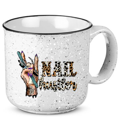 Nail Hustler Nail Tech Manicurist Nail Polish Art Nail Boss 15oz Campfire Ceramic Mug
