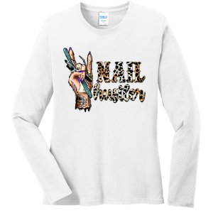 Nail Hustler Nail Tech Manicurist Nail Polish Art Nail Boss Ladies Long Sleeve Shirt