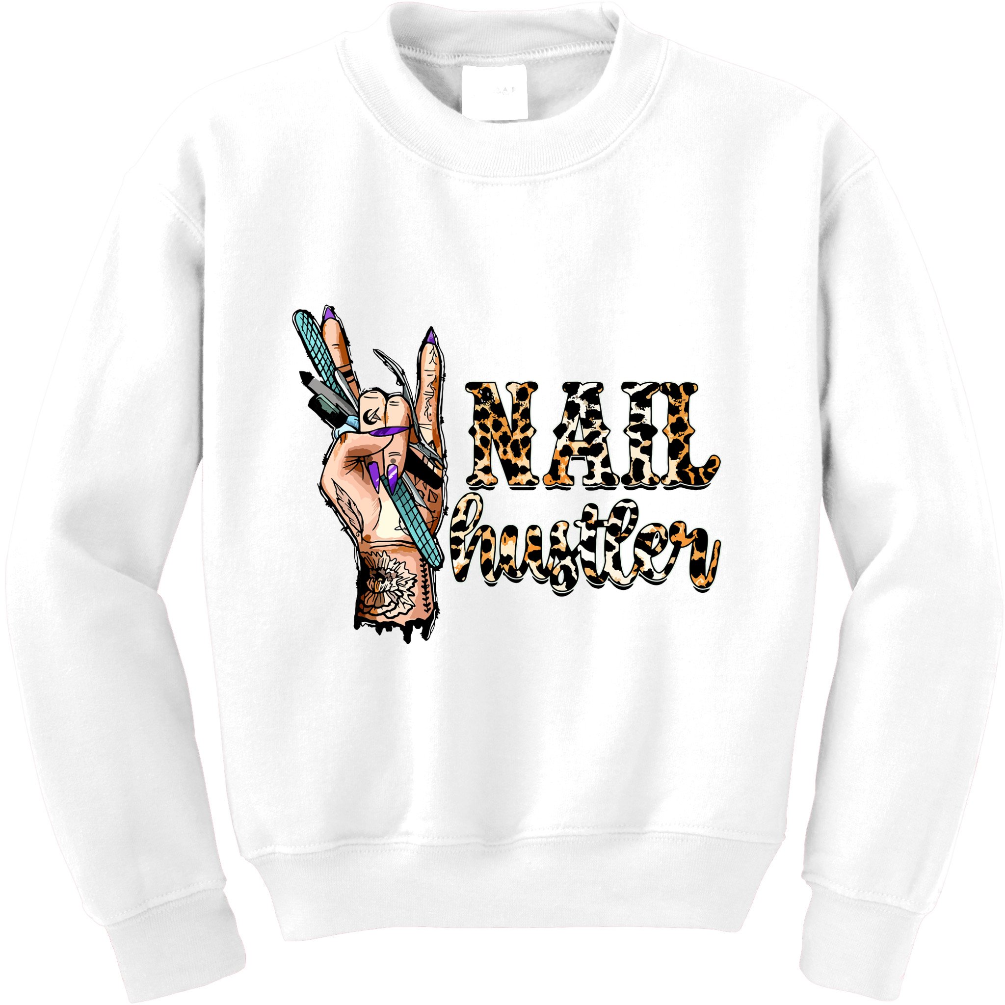 Nail Hustler Nail Tech Manicurist Nail Polish Art Nail Boss Kids Sweatshirt
