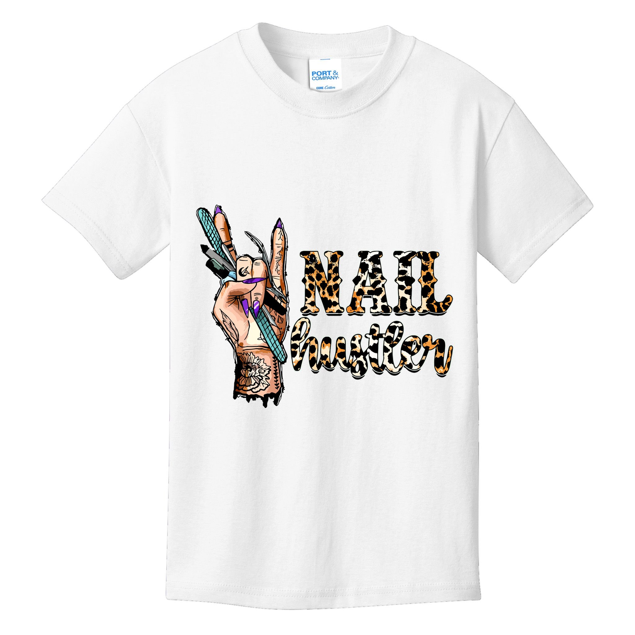 Nail Hustler Nail Tech Manicurist Nail Polish Art Nail Boss Kids T-Shirt