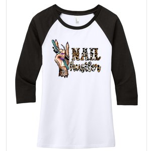 Nail Hustler Nail Tech Manicurist Nail Polish Art Nail Boss Women's Tri-Blend 3/4-Sleeve Raglan Shirt