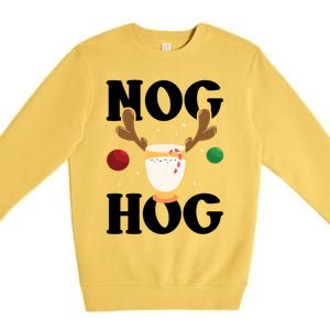 Nog Hog National Eggnog Day Egg Nog Christmas Holiday Great Gift Premium Crewneck Sweatshirt