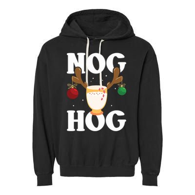 Nog Hog National Eggnog Day Egg Nog Christmas Holiday Great Gift Garment-Dyed Fleece Hoodie
