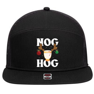 Nog Hog National Eggnog Day Egg Nog Christmas Holiday Great Gift 7 Panel Mesh Trucker Snapback Hat