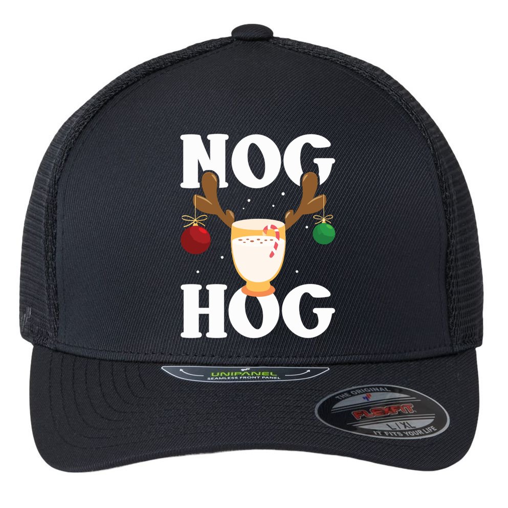 Nog Hog National Eggnog Day Egg Nog Christmas Holiday Great Gift Flexfit Unipanel Trucker Cap