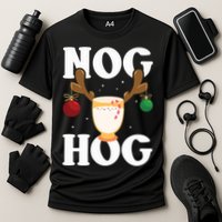 Nog Hog National Eggnog Day Egg Nog Christmas Holiday Great Gift Cooling Performance Crew T-Shirt