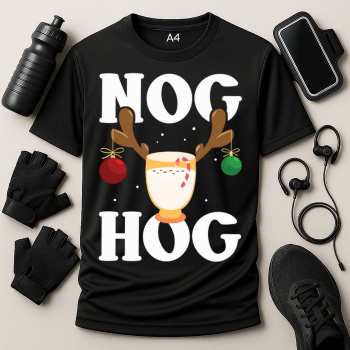 Nog Hog National Eggnog Day Egg Nog Christmas Holiday Great Gift Cooling Performance Crew T-Shirt