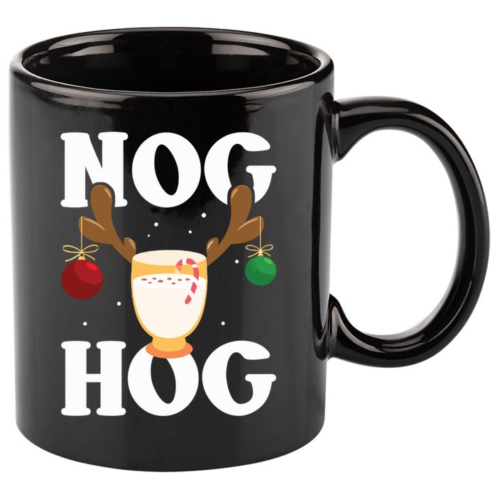 Nog Hog National Eggnog Day Egg Nog Christmas Holiday Great Gift 11oz C Handle Ceramic Mug