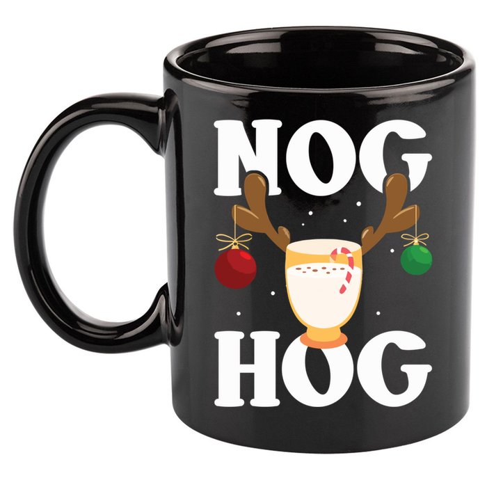 Nog Hog National Eggnog Day Egg Nog Christmas Holiday Great Gift 11oz C Handle Ceramic Mug